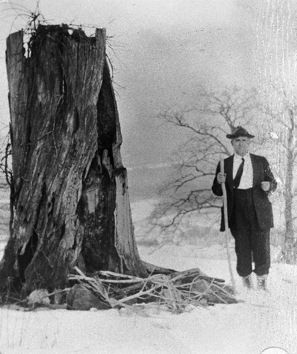 "Calvin W. Price in Snow," in PRESERVING POCAHONTAS Pocahontas County W. Va. Historic Preservation Archive, Item #206
