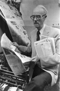 Decades ago Jim Comstock printed an issue of the Richwood News Leader with his own concoction of ramp juice-ink as a publicity stunt to promote the Richwood Ramp Festival.