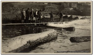 Loggers Working with Logs in a Ranwood Lumber Company Pond, Pickens, Courtesy of West Virginia and Regional History Collection, West Virginia University Libraries.
