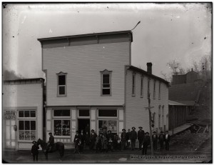 Group Gathered in front of Store in Pickens. Courtesy of West Virginia and Regional History Collection, West Virginia University Libraries.